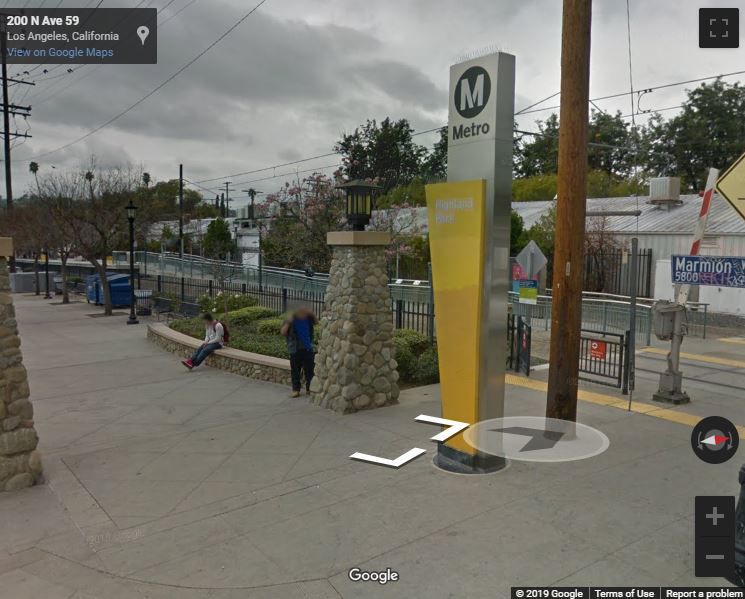 Google map of Highland Park Gold Line Station